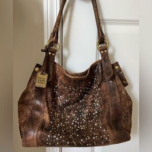 **EXCELLENT** Frye Deborah Distressed Studded Shoulder Bag